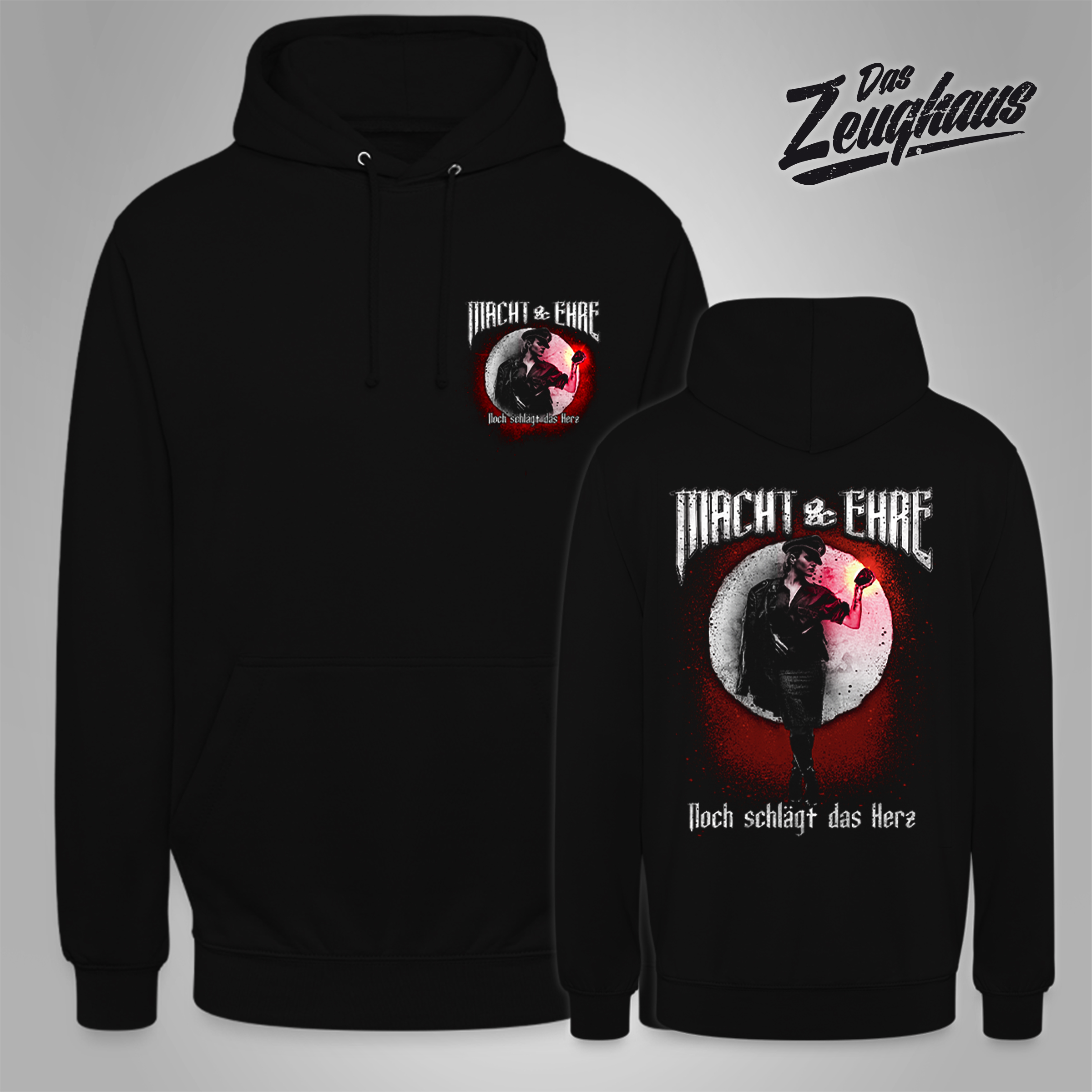 Macht & Ehre Kapuzenpullover Herz Schwarz