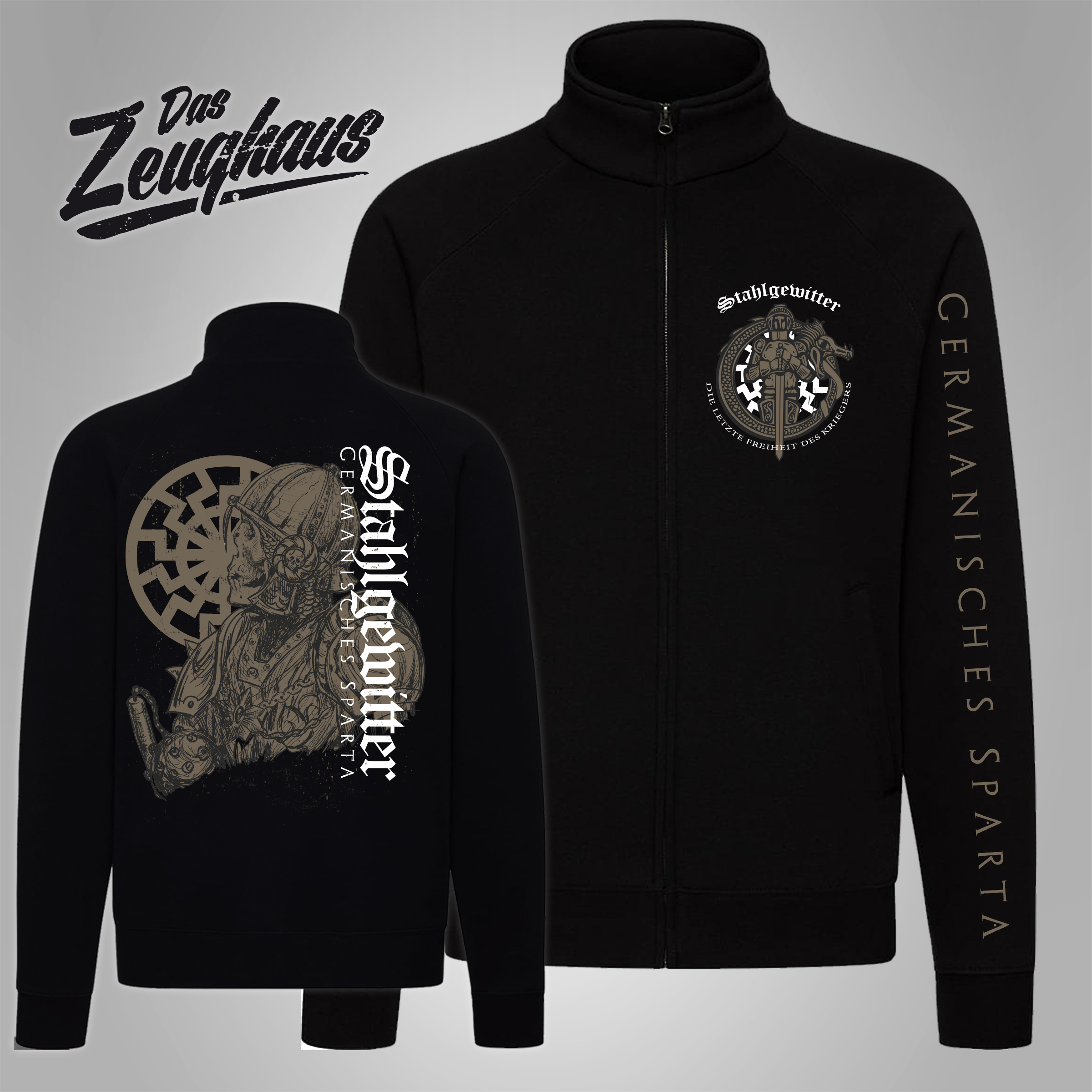 Stehkragenjacke Stahlgewitter - Germanisches Sparta Schwarz