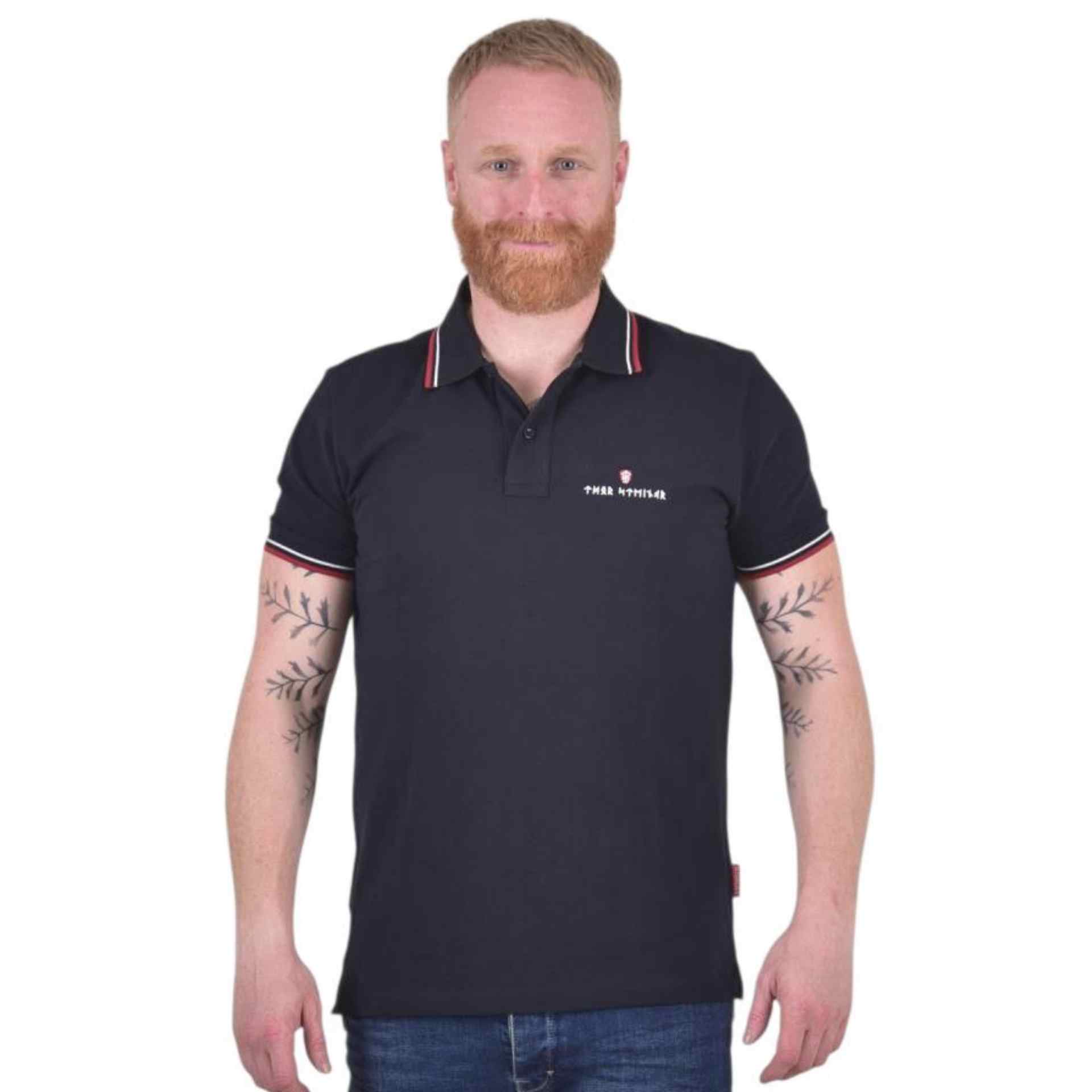Thor Steinar Herren Polo Holmgard Schwarz Rot