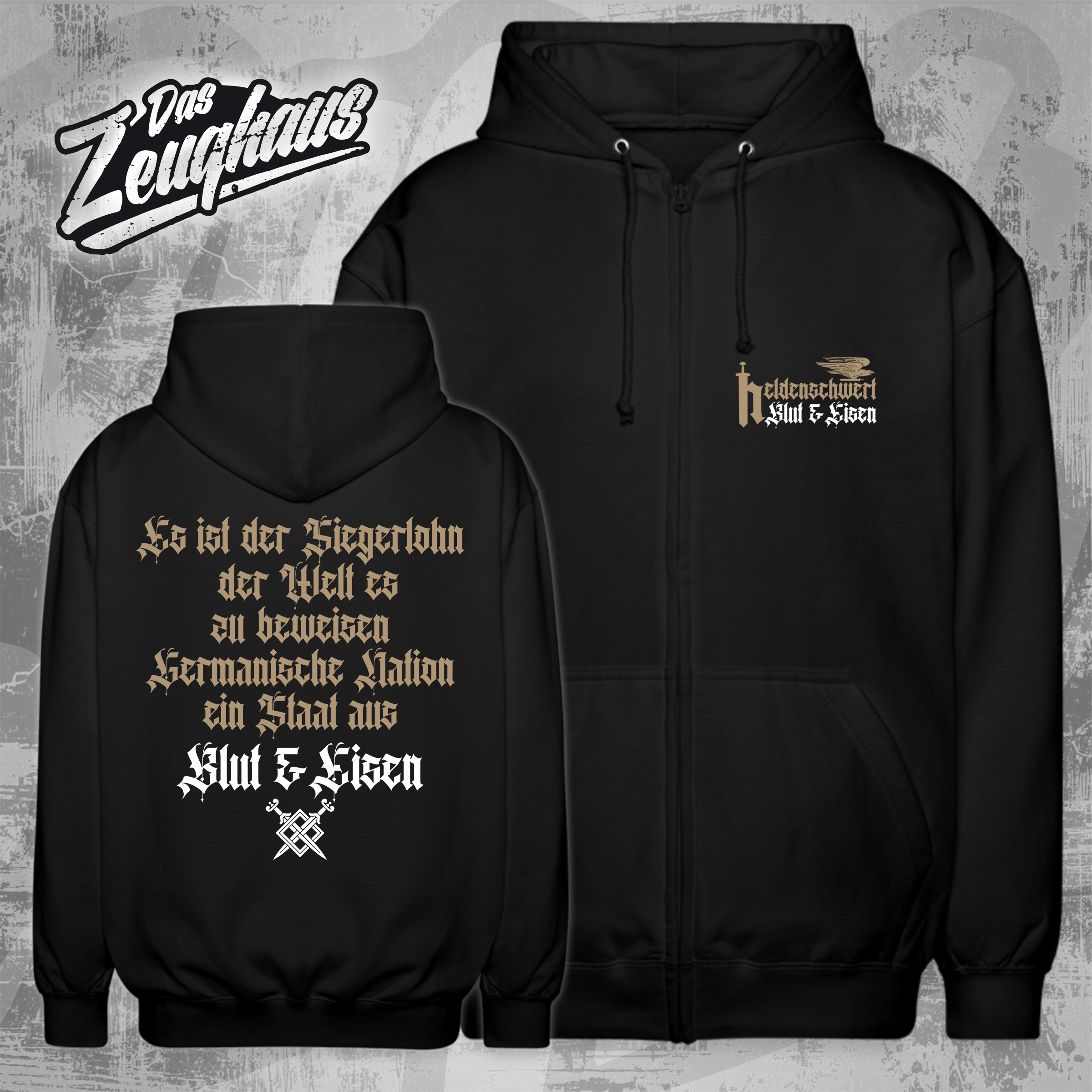 Männer Kapuzenjacke Heldenschwert Schwarz