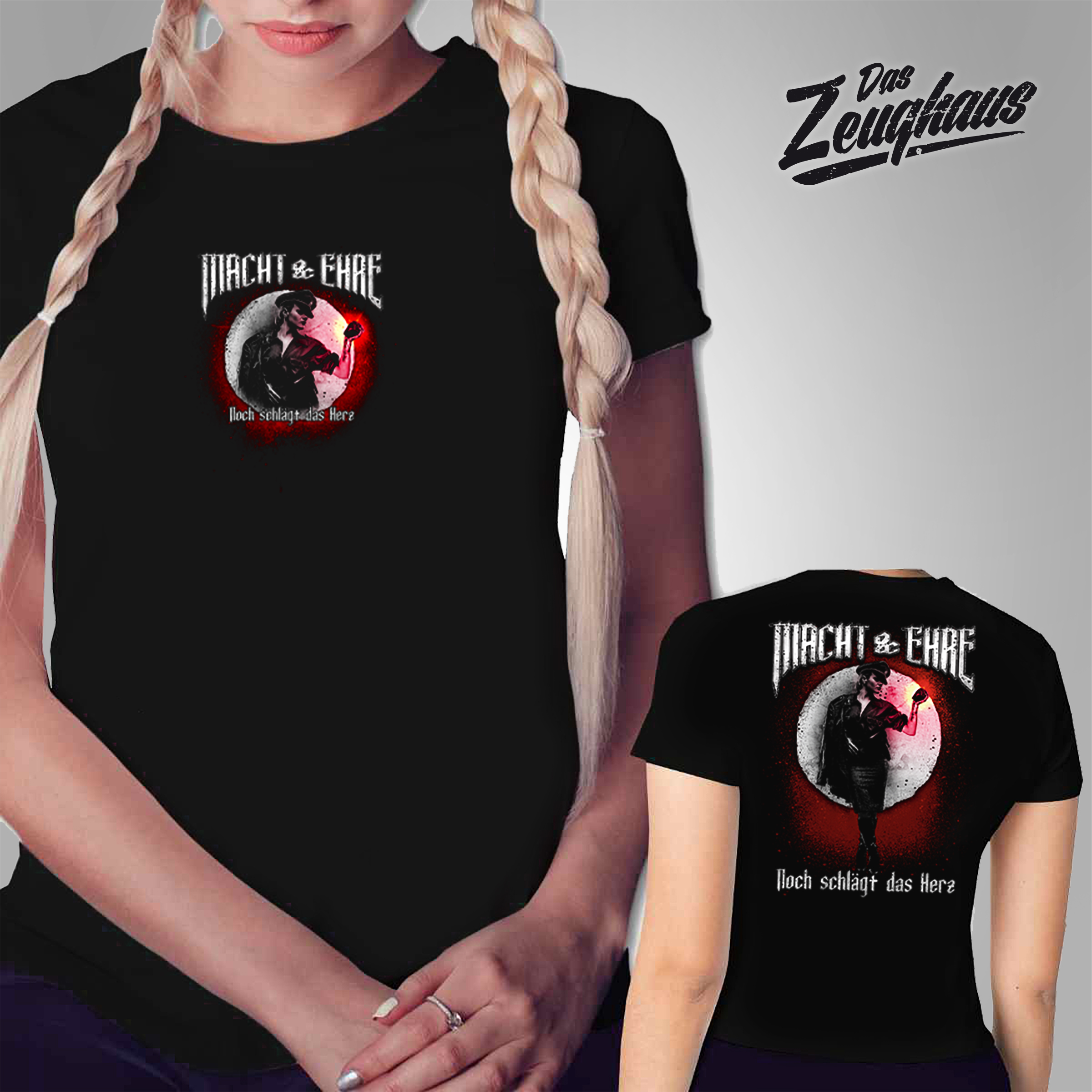 Macht & Ehre Frauen T-Shirt Herz Schwarz