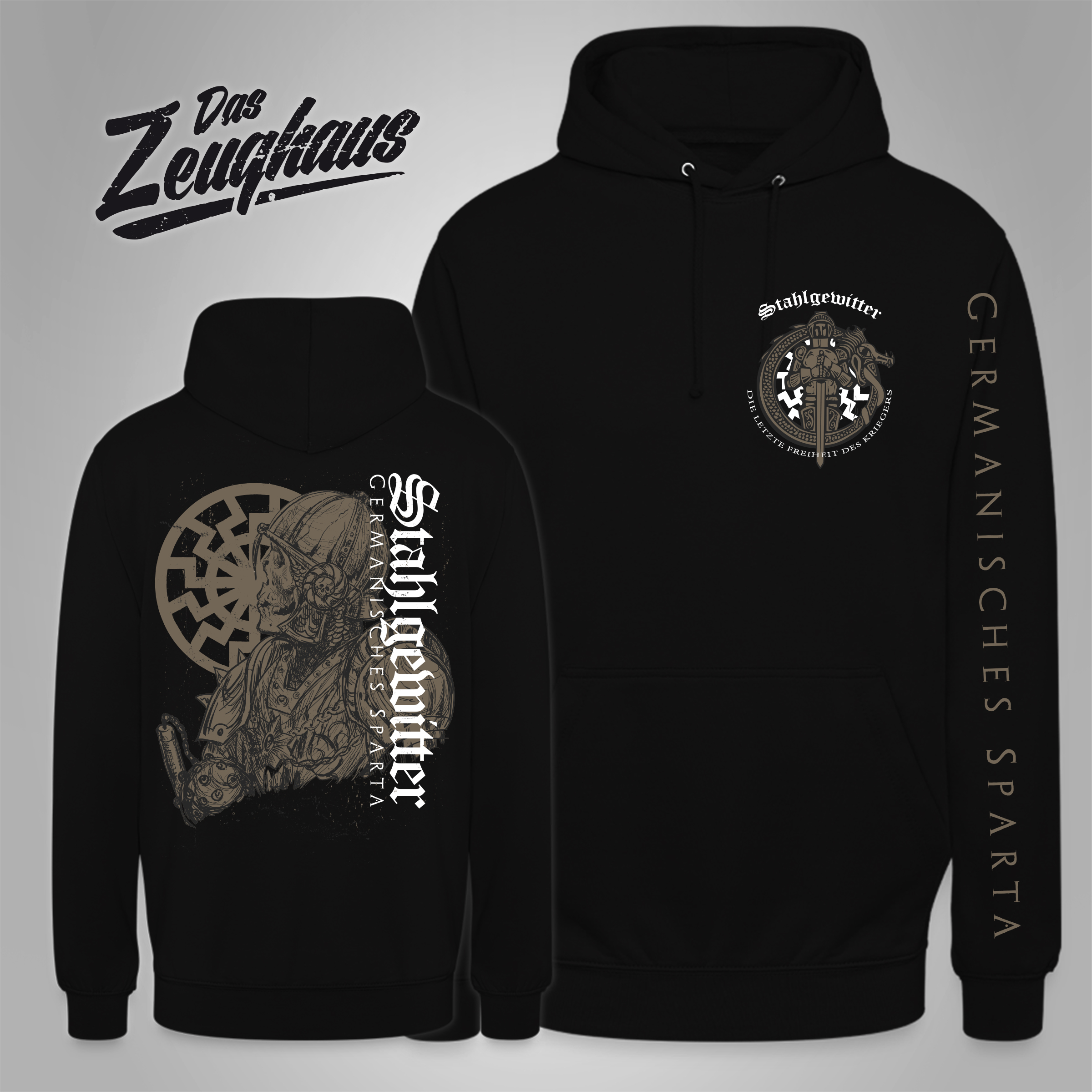 Herren Kapuzenpullover Stahlgewitter - Germanisches Sparta Schwarz