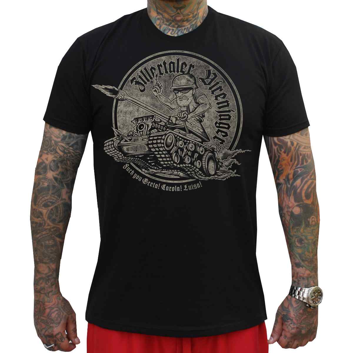 Männer T-Shirt Zillertaler Virenjäger - Panzer Schwarz