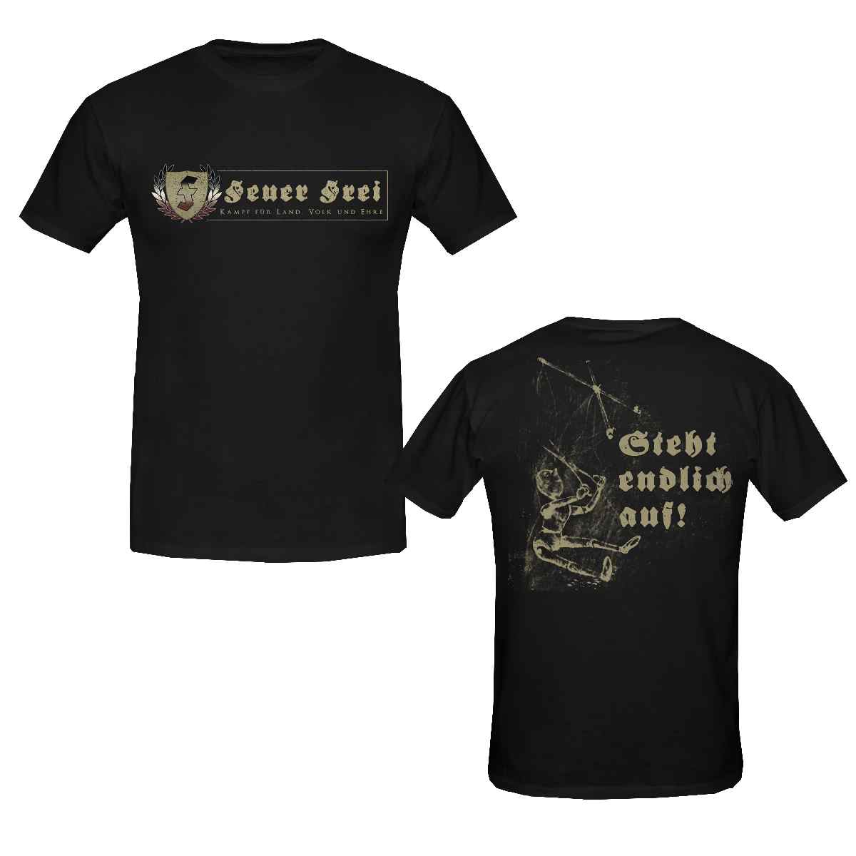 Herren T-Shirt Feuer Frei Schwarz