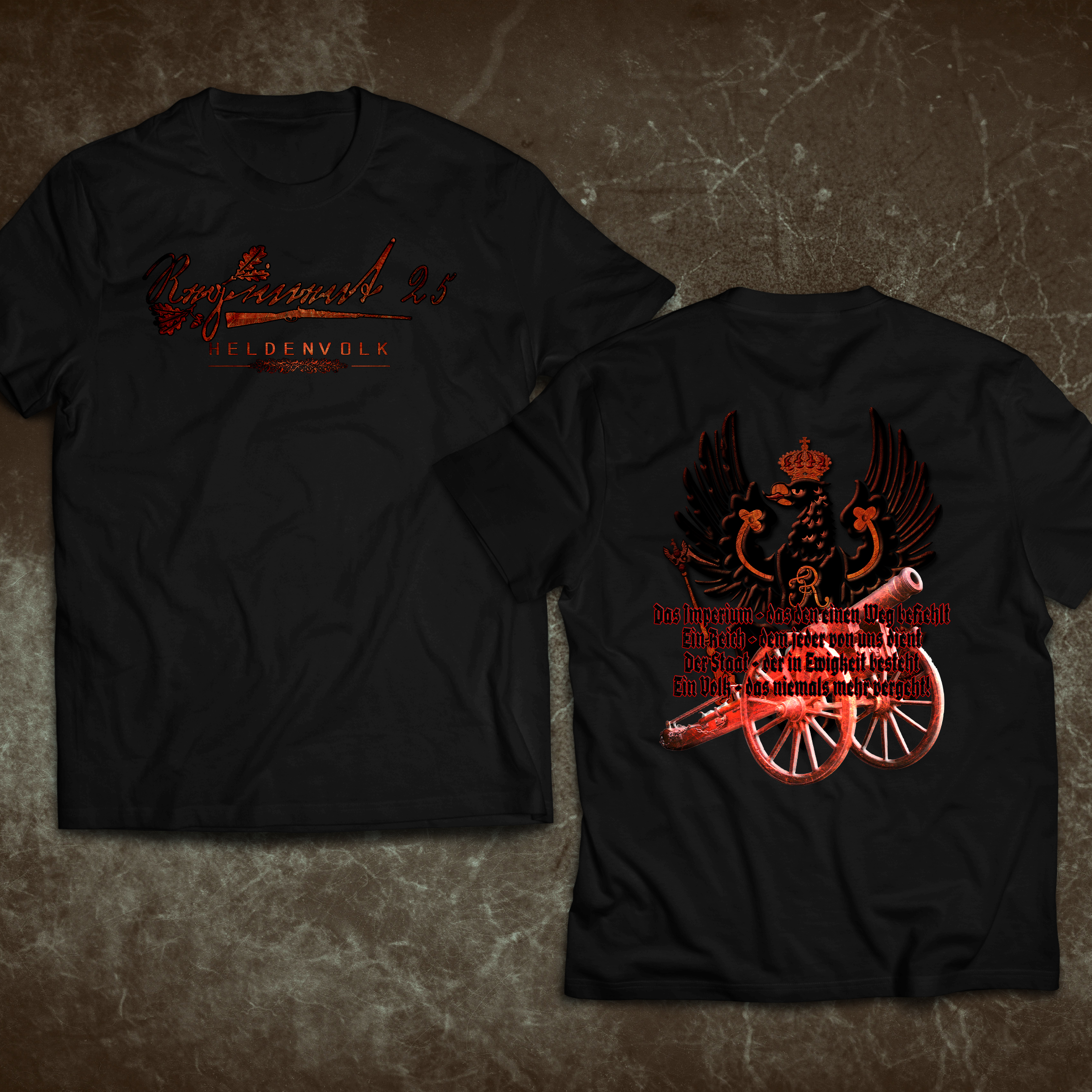 Herren T-Shirt Regiment 25 - Heldenvolk Schwarz