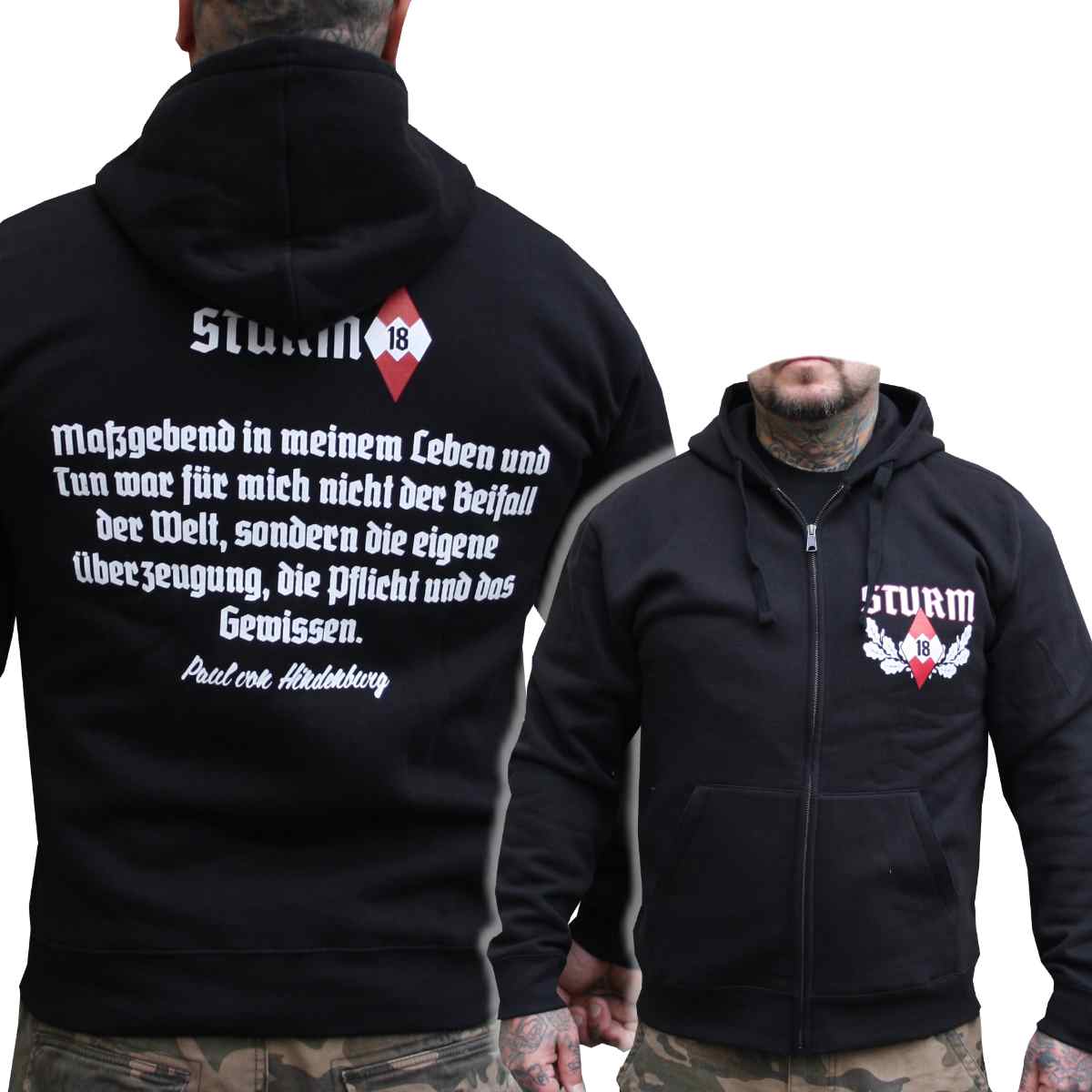 Männer Kapuzenjacke Sturm 18 - Pflicht und Gewissen Schwarz