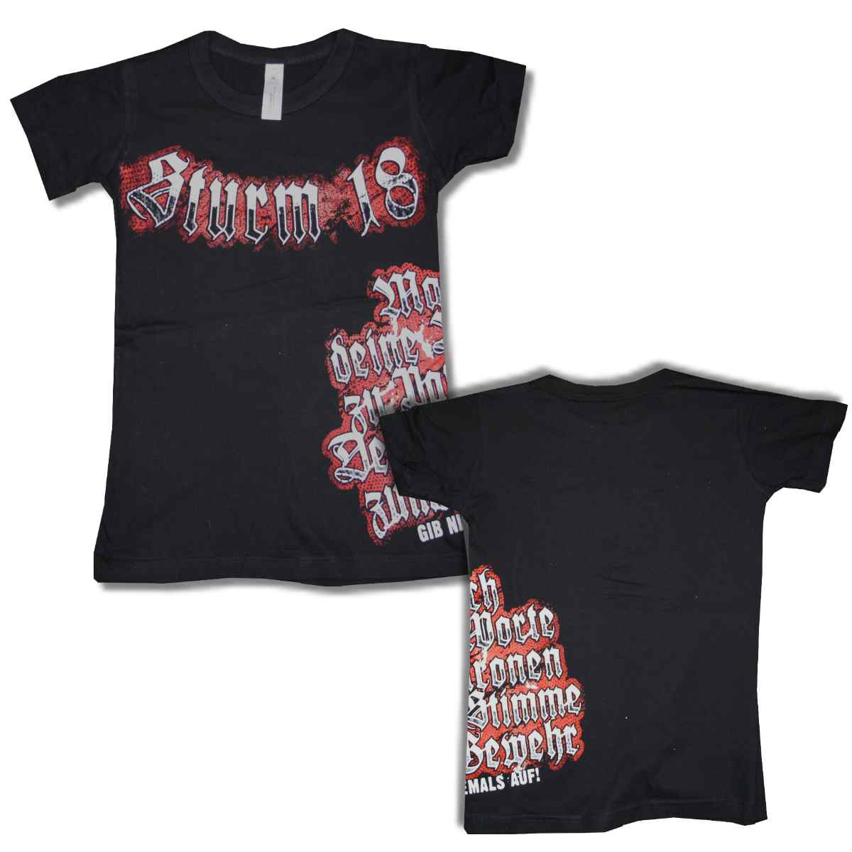 Frauen T-Shirt Sturm 18 - Gib niemals auf Schwarz
