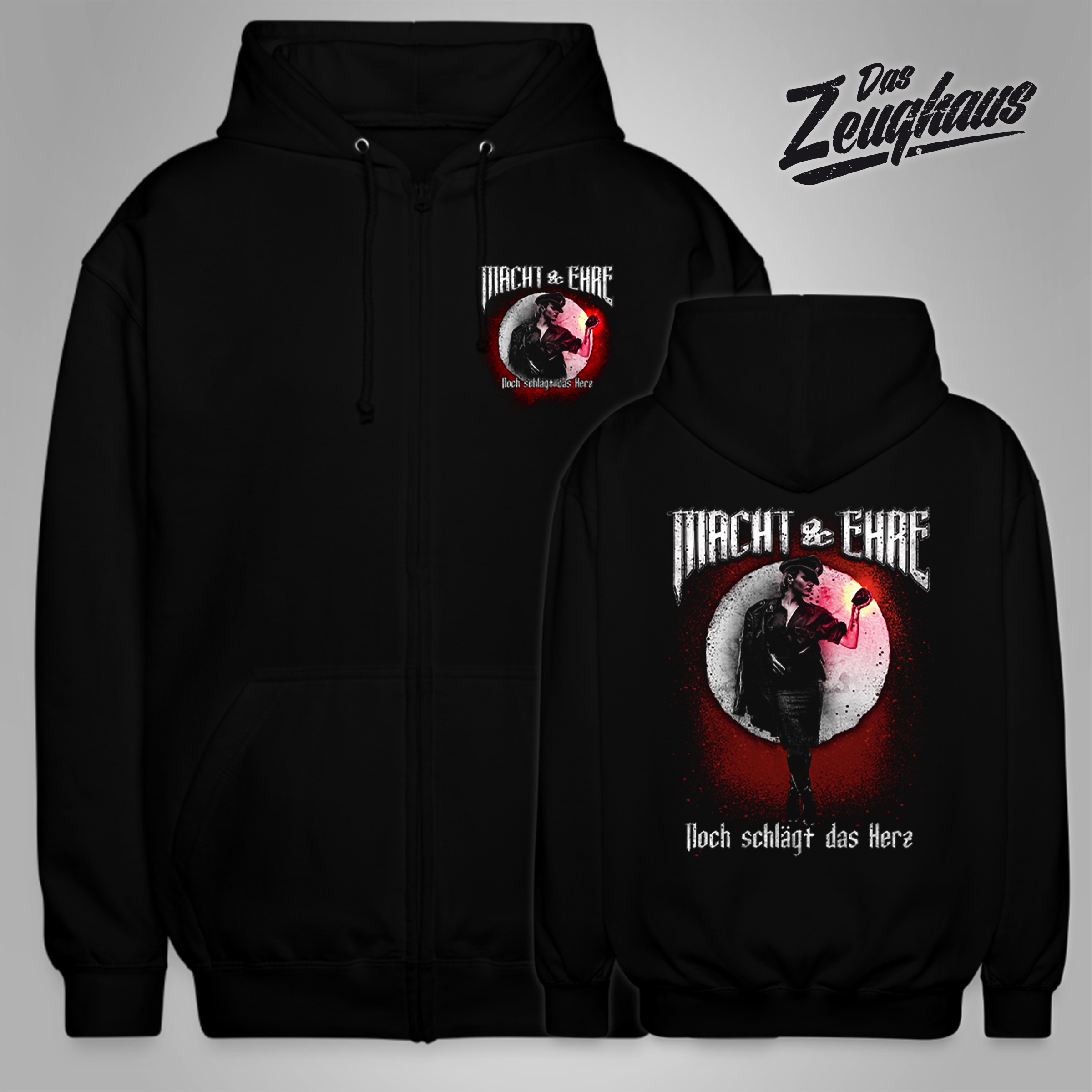 Macht & Ehre Kapuzenjacke Herz Schwarz